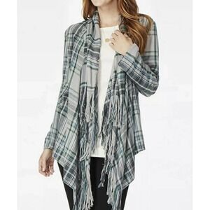 Matilda Jane Womens Form a Line Plaid Waterfall Cardigan Size Small New